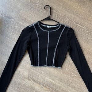 Garage Black Long Sleeve Crop Top